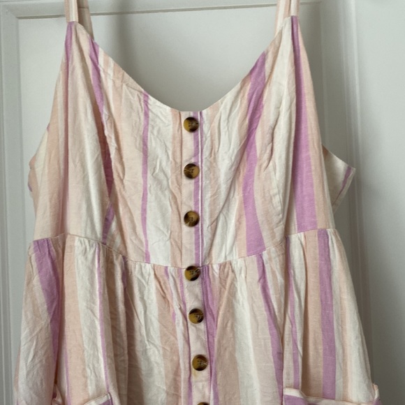 Striped, sundress with straps and pockets - Picture 4 of 8